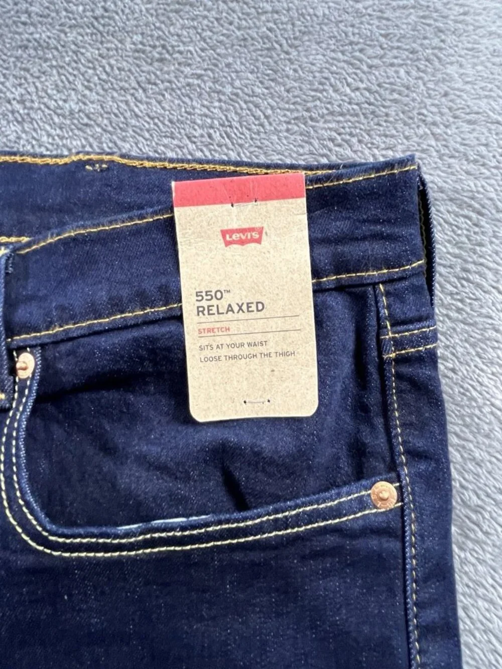 Levi's Men's 550 Relaxed Fit Jean Stretch Dark Blue Denim 42W x 36L